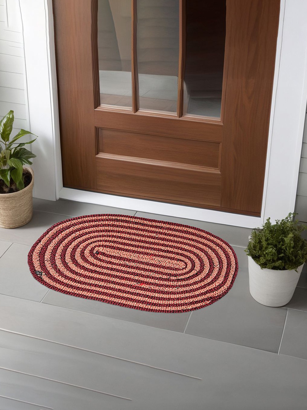 

Kuber Industries Maroon & Blue 2 Pieces AntiSlip Printed Doormats