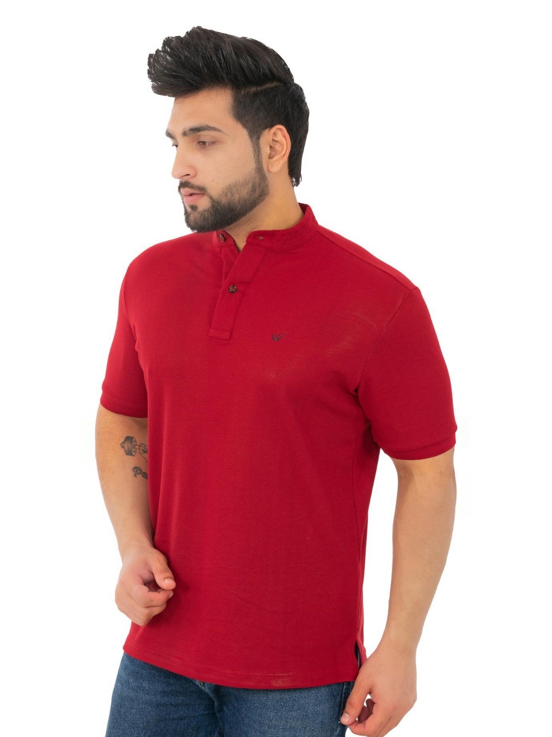 

WILD COPS Men Henley Neck T-shirt, Maroon