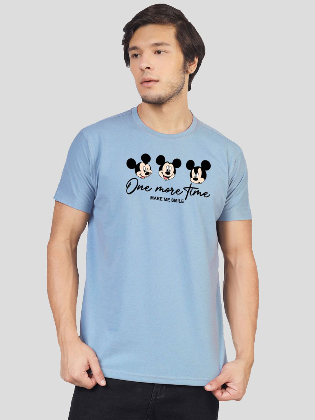

Greylongg Men Graphic Printed Round Neck Cotton T-shirt, Blue