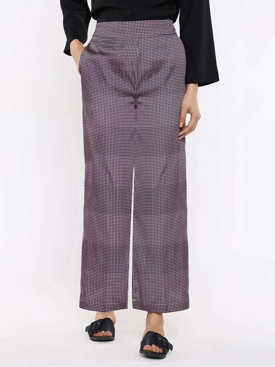 

RAREISM Women Printed High-Rise Parallel Trousers, Purple