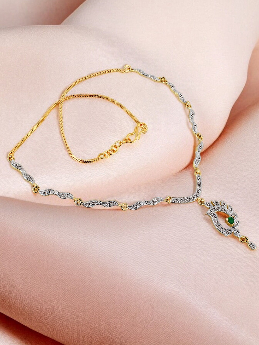 

LUCKY JEWELLERY 18k Gold-Plated AD Stone-Studded Jewellery Set
