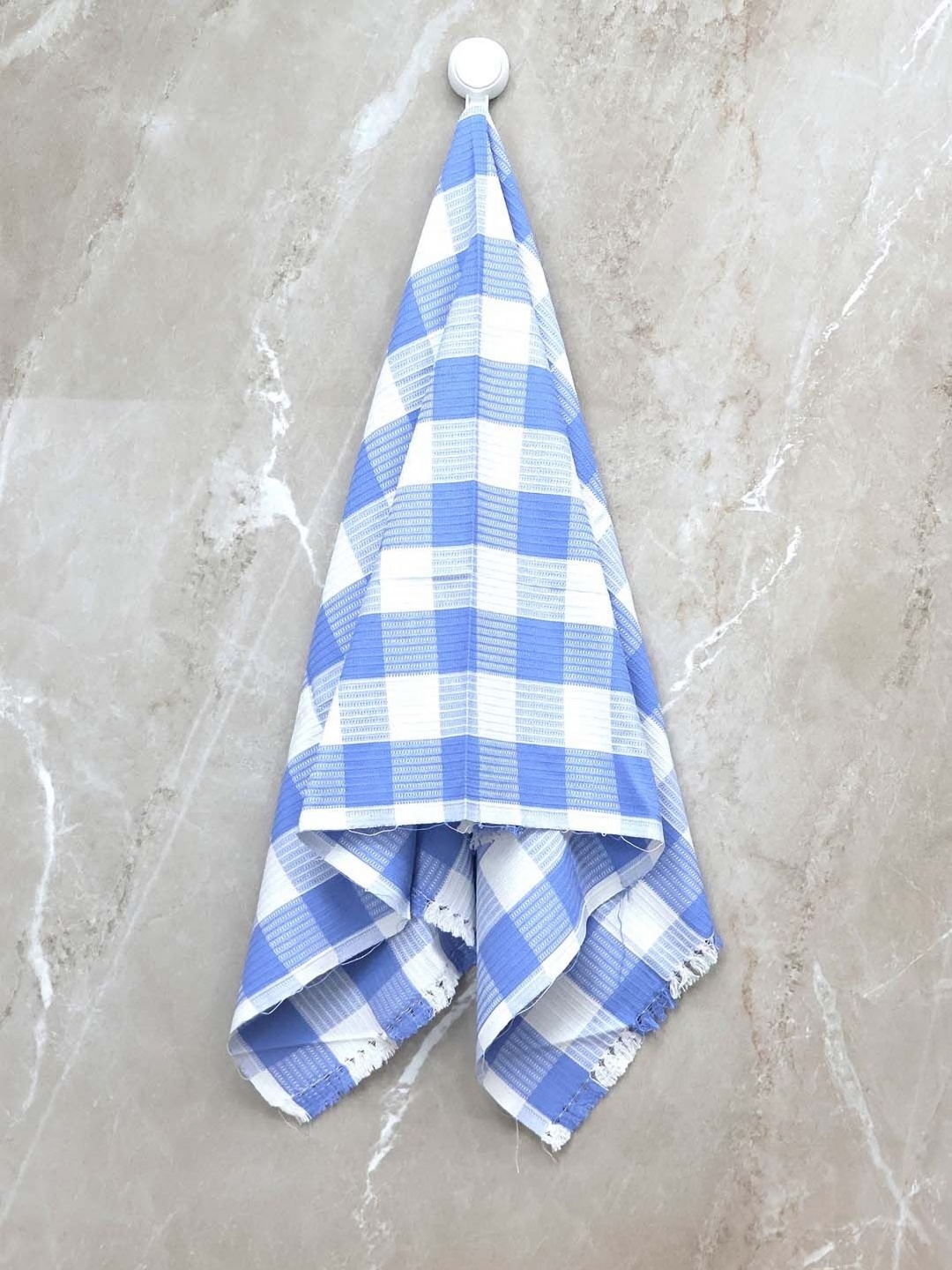 

BOMBAY DYEING White & Blue Striped Cotton 200 GSM Bath Towel