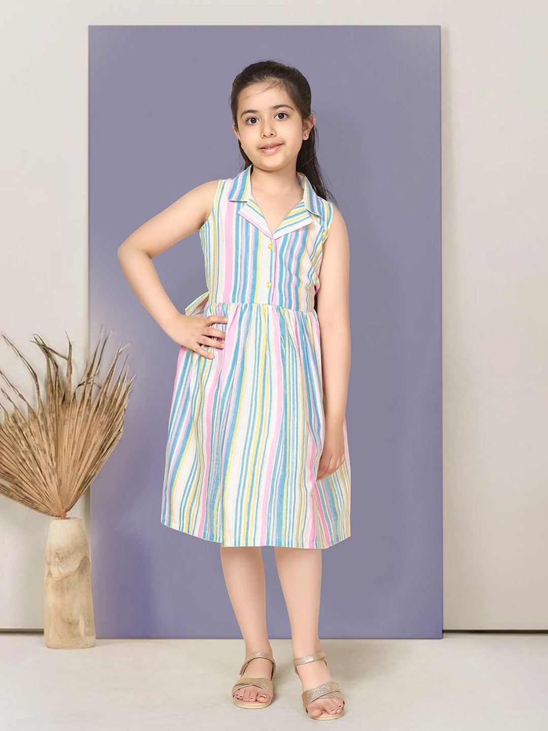 

BAESD Striped Fit & Flare Dress, Multi