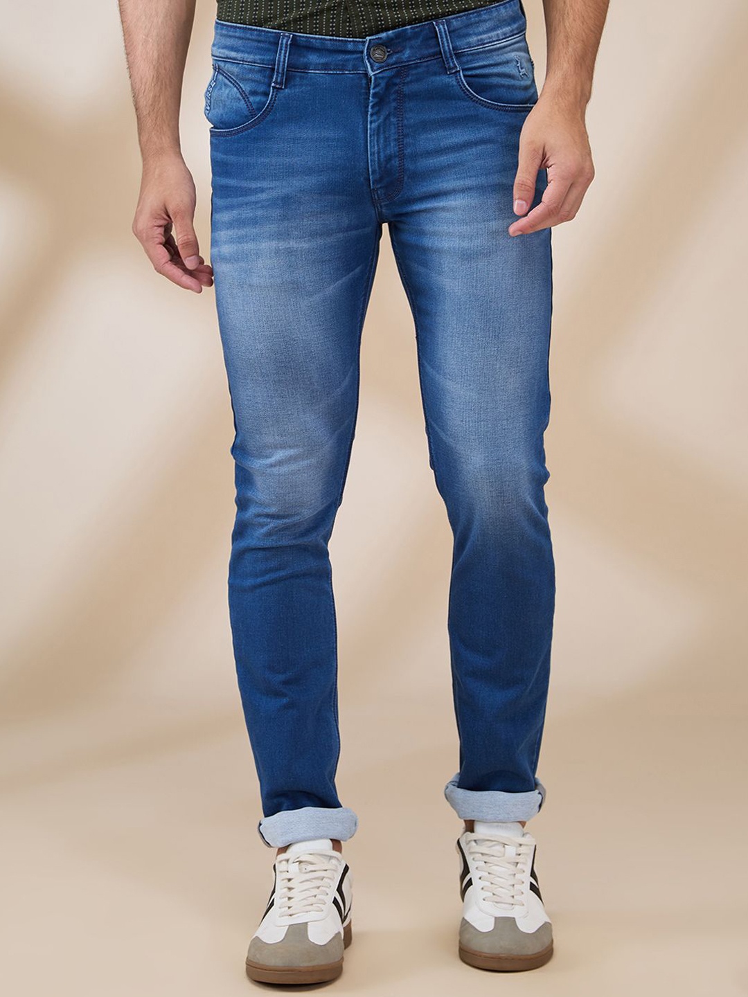 

Parx Men Tapered Fit Low-Rise Light Fade Jeans, Blue