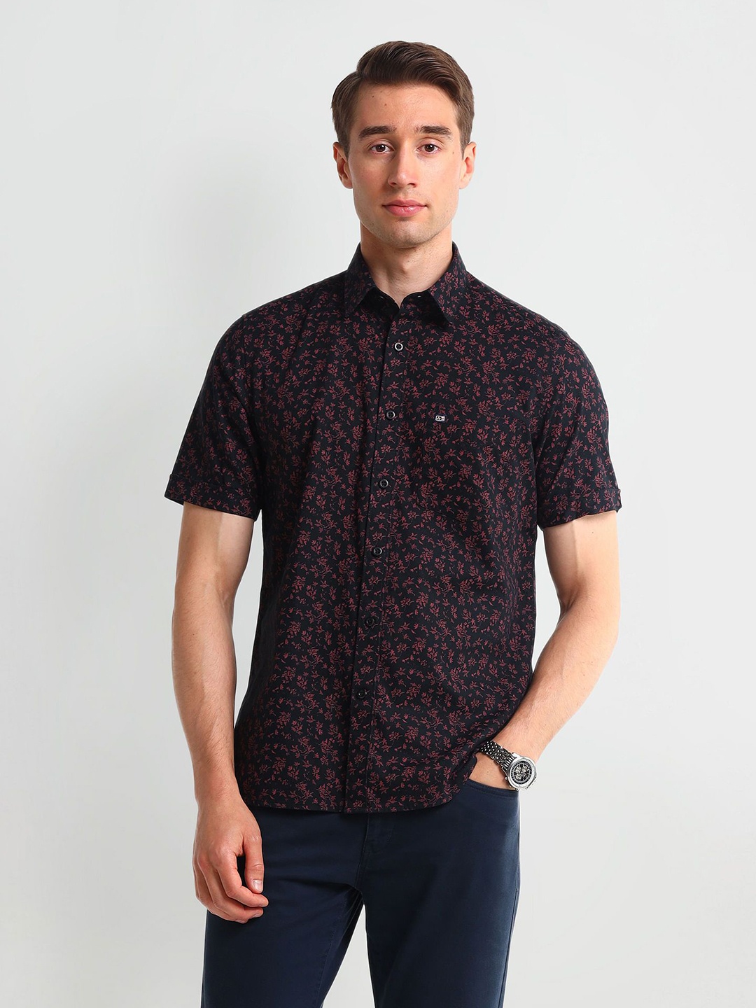 

Arrow Sport Men Modern Slim Fit Floral Opaque Printed Casual Shirt, Blue