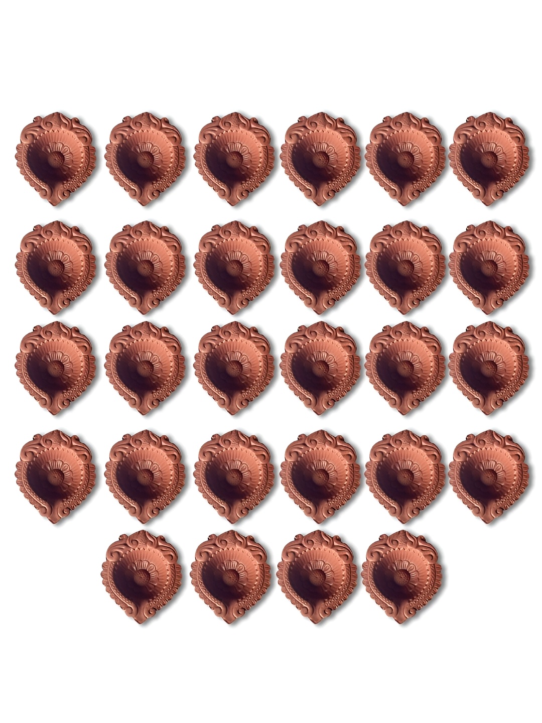 

Indigifts Brown 30 Pieces Textured Clay Diyas