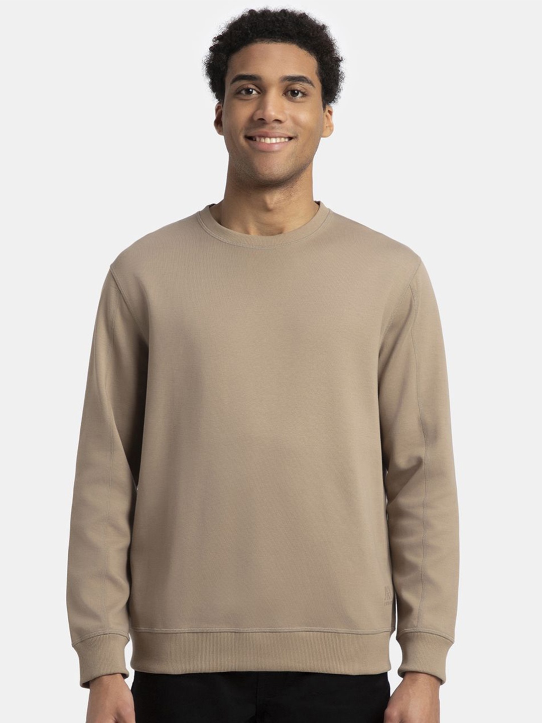 

Jockey Super Combed Cotton Rich Pique Sweatshirt with Ribbed Cuffs-AM48, Beige