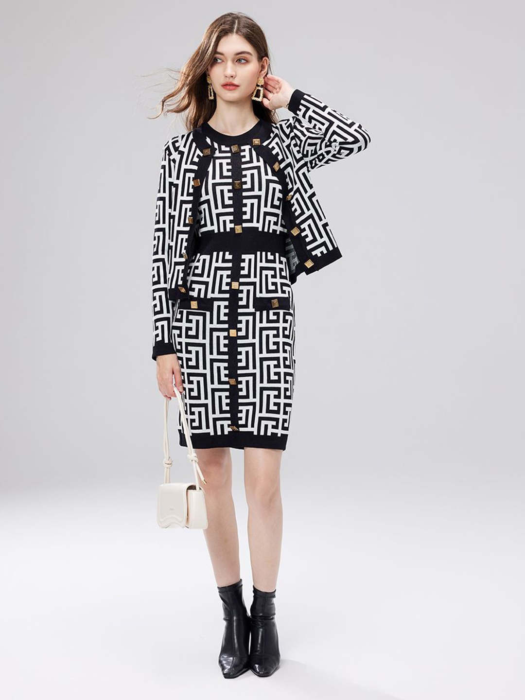 

JC Collection Women's Printed Sheath Dress, Black