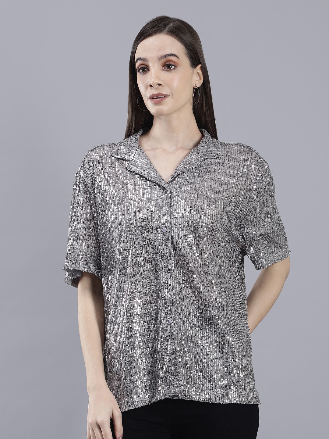 

SAFFE Women Opaque Casual Shirt, Grey