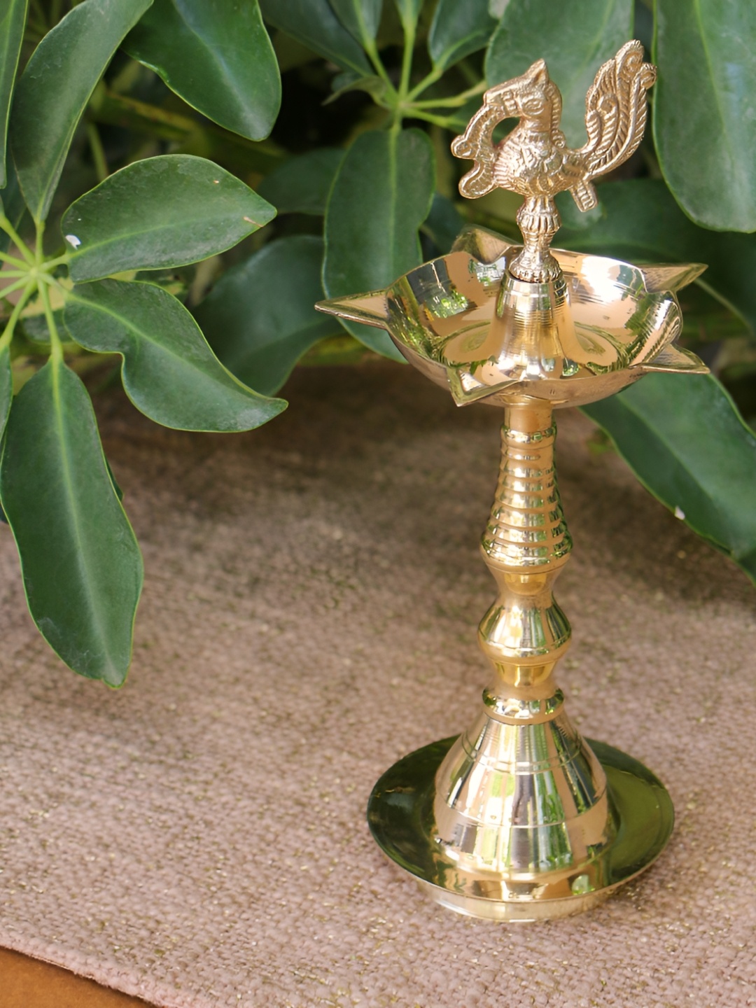 

Ambi Home Yellow Brass Deepam - 5 Baati, Gold