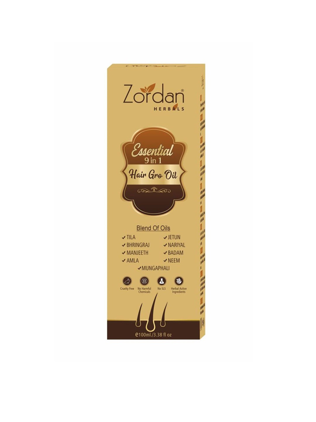 

ZORDAN Herbals 9 In 1 Essential Hair Gro Oil-100ml Each, Brown
