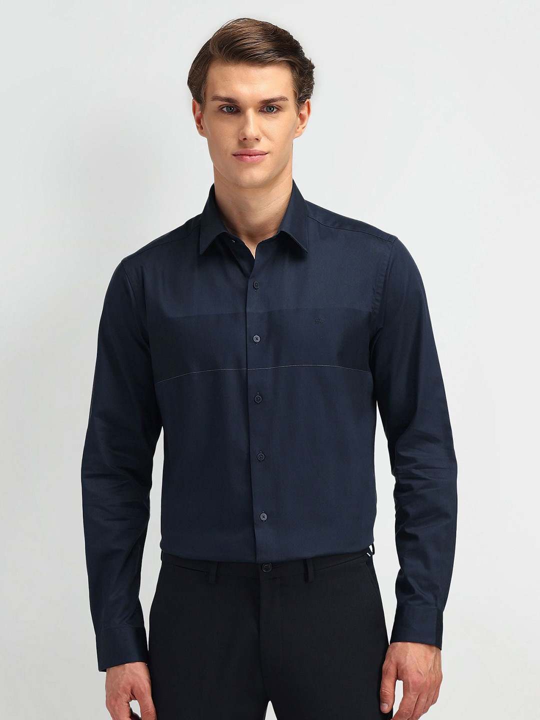 

Arrow New York Men Modern Slim Fit Horizontal Stripes Opaque Striped Formal Shirt, Blue