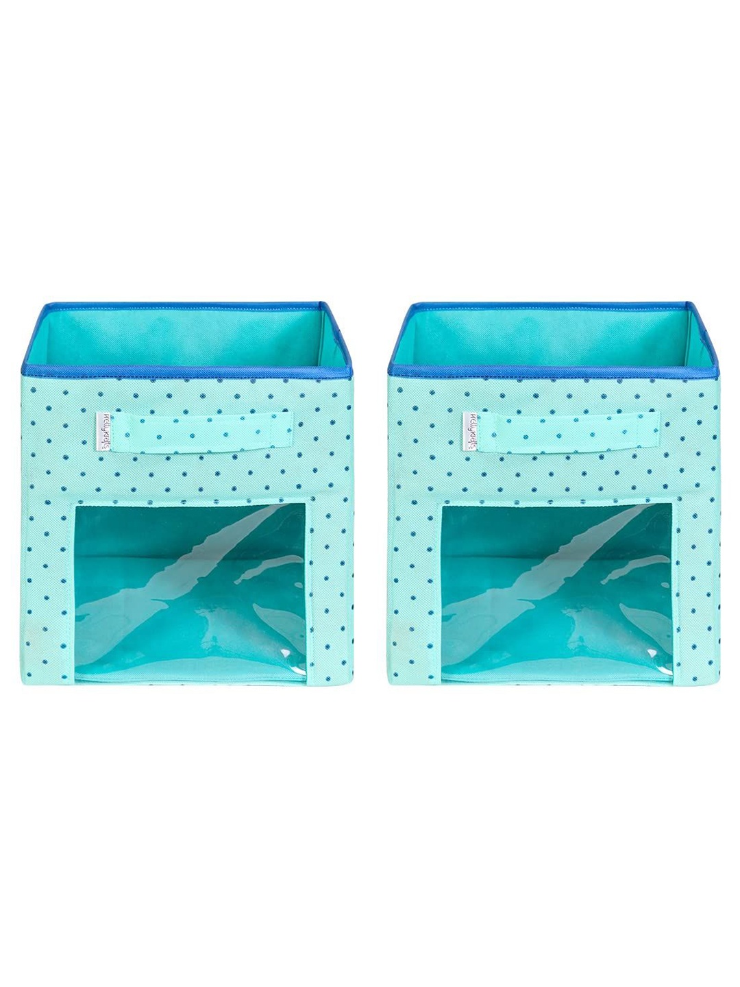 

prettykrafts Blue & Teal Blue 2 Pieces Printed Reusable Multi-Utility Organisers