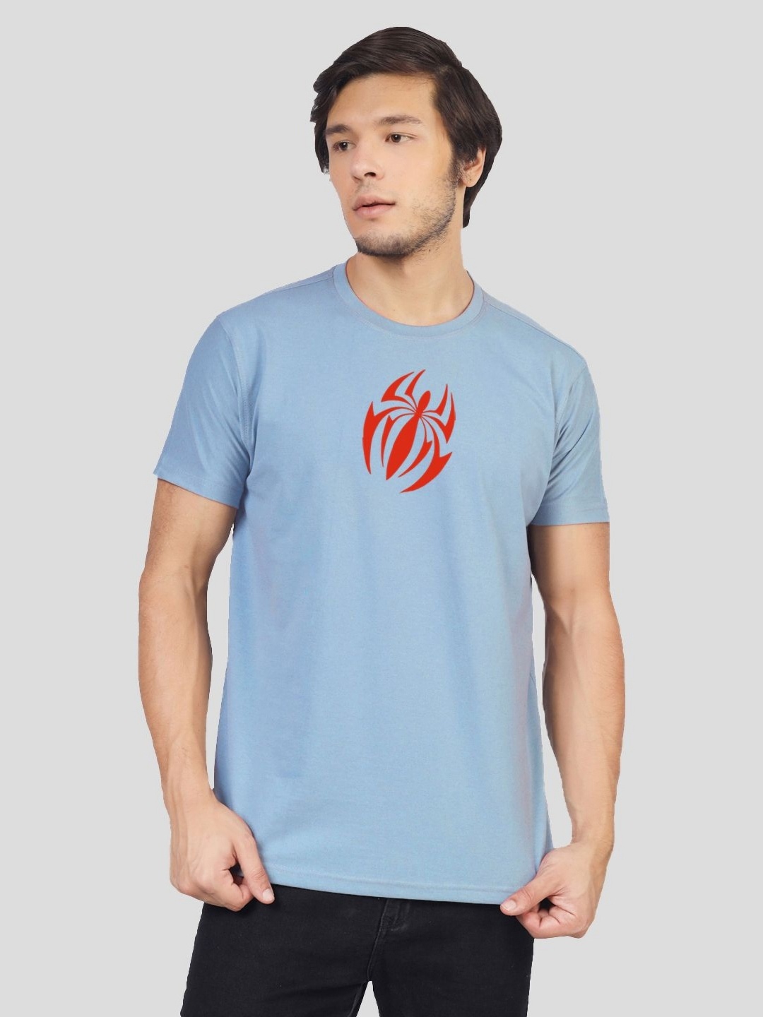

Greylongg Men Graphic Printed Round Neck Cotton T-shirt, Blue
