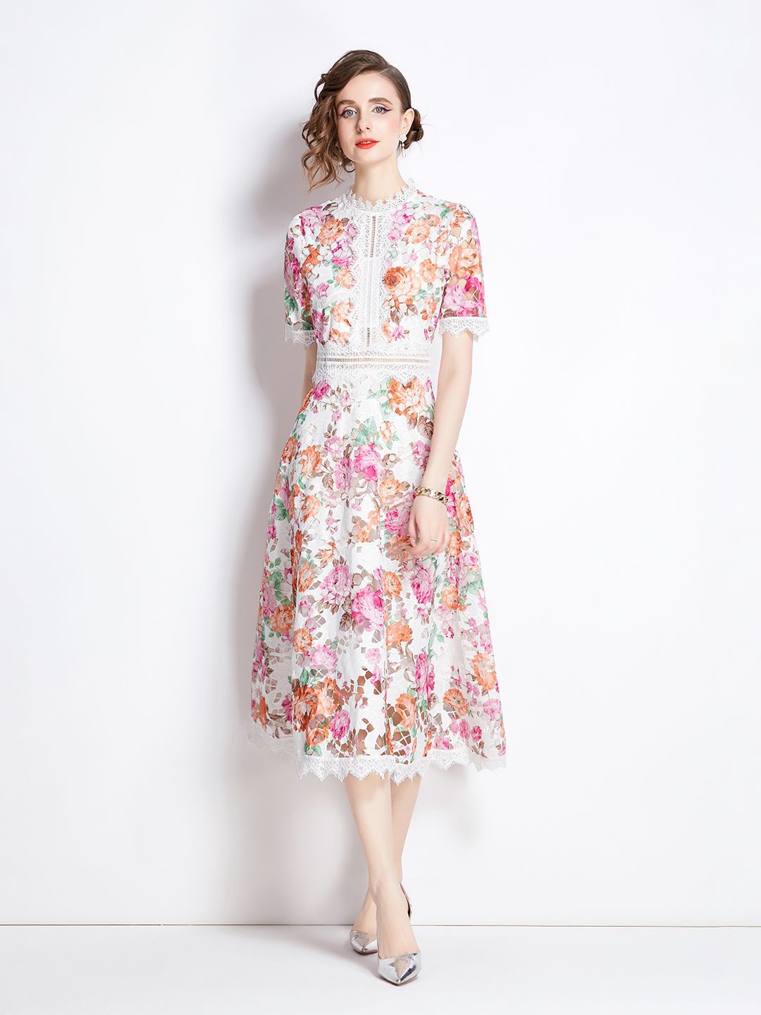 

JC Collection Women Floral Printed Fit & Flare Midi Dress, Pink