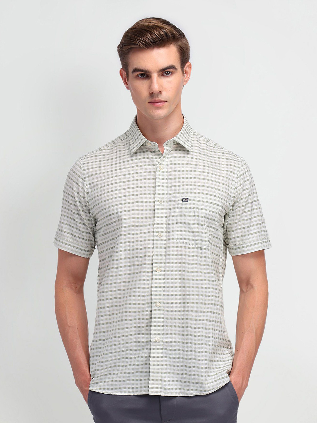 

Arrow Sport Men Classic Opaque Checked Casual Shirt, Green