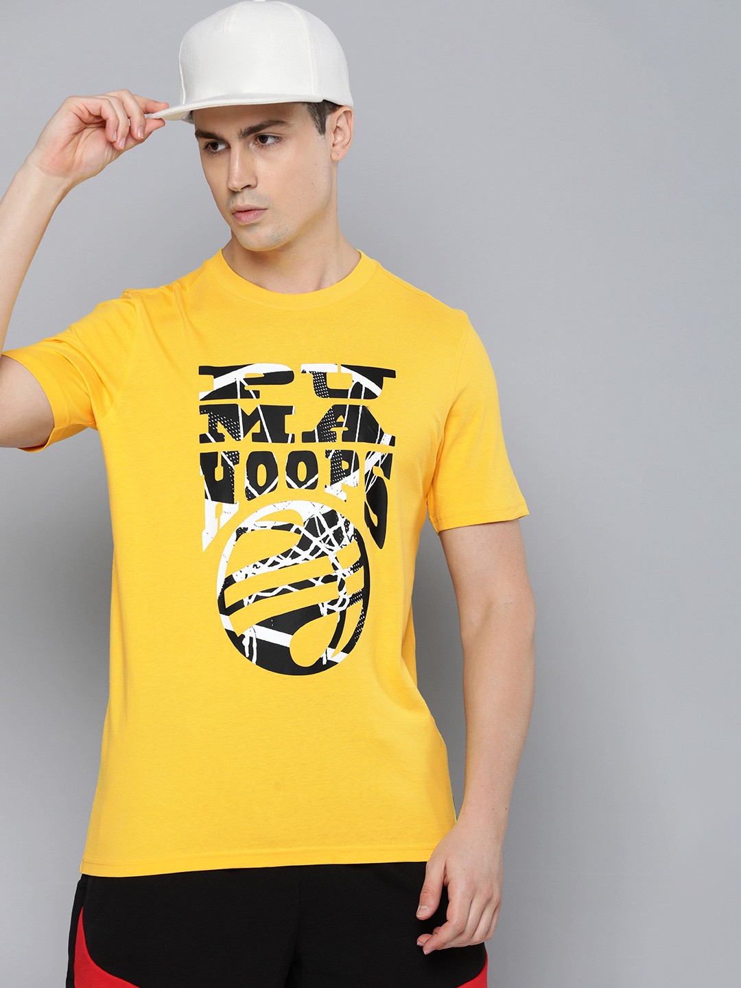 

Puma The Hooper Printed Pure Cotton Basketball T-shirt, Yellow