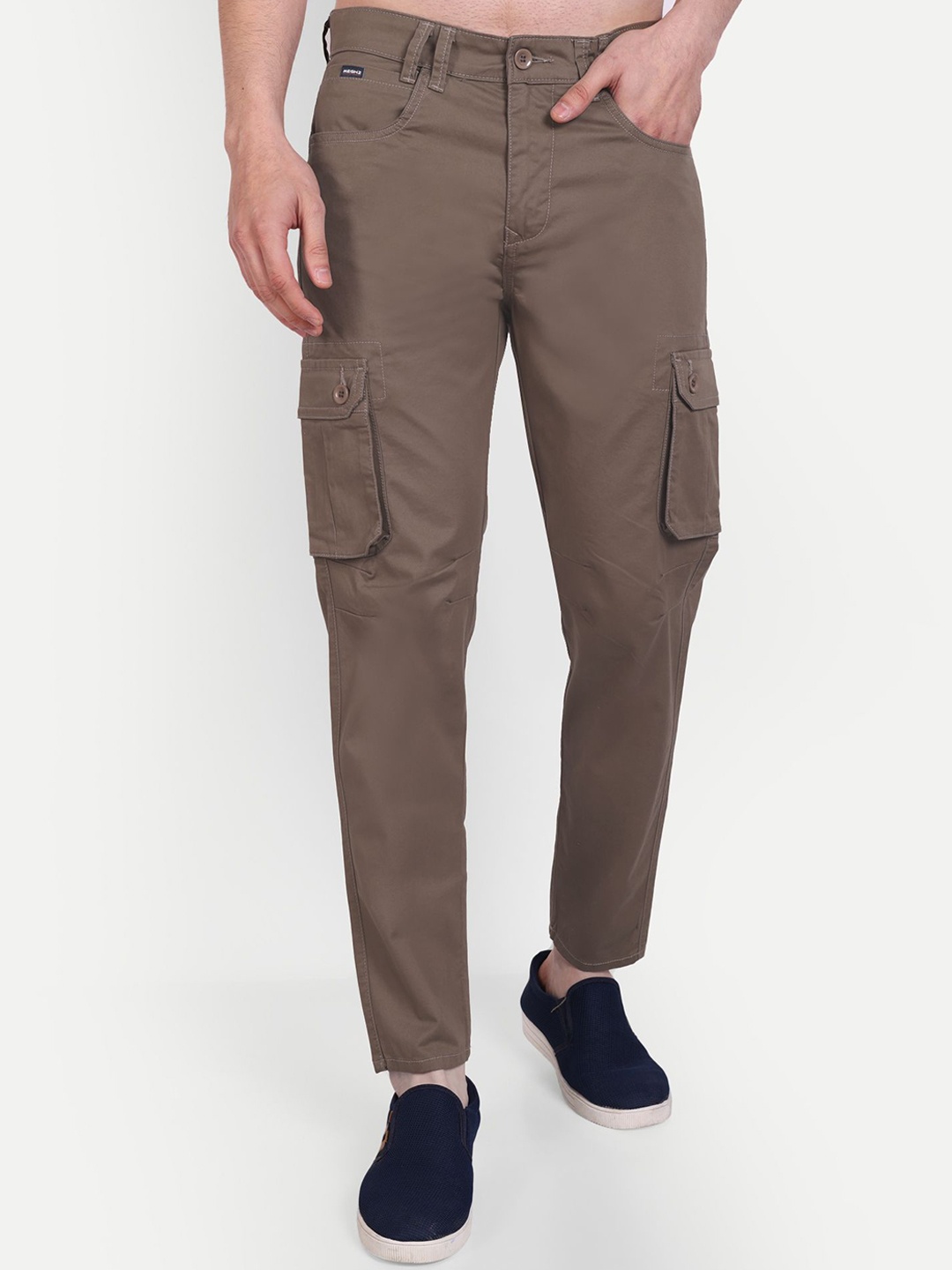 

MEGHZ Men Mid-Rise Urban Slim Fit Cargos Cotton Trousers, Bronze