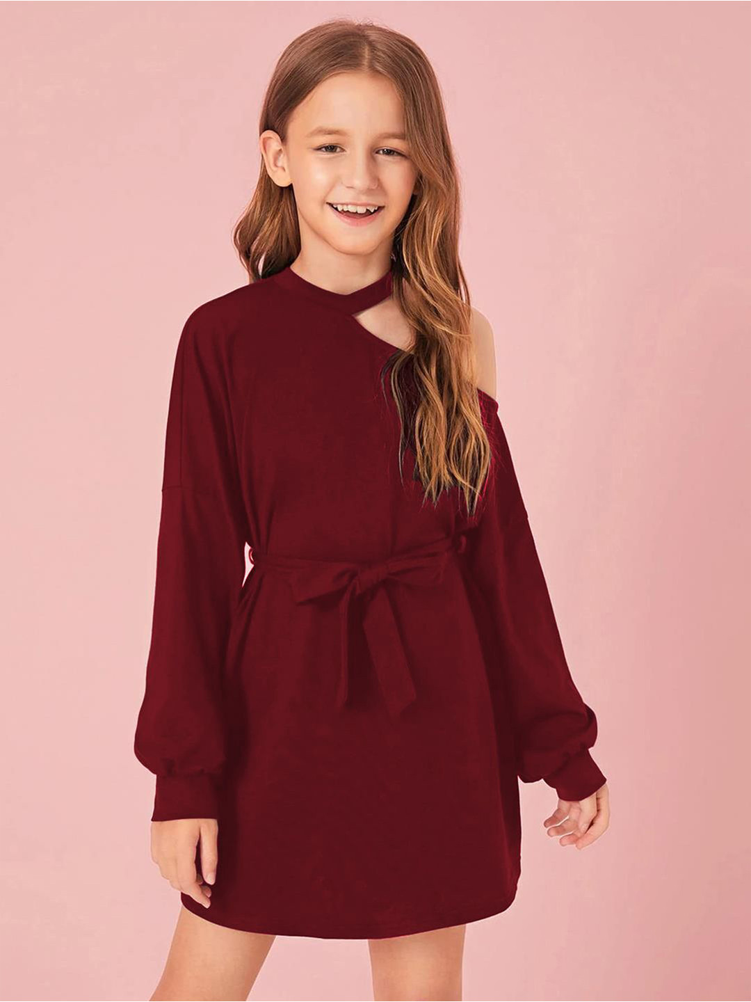 

Kotty Cold-Shoulder A-Line Dress, Maroon