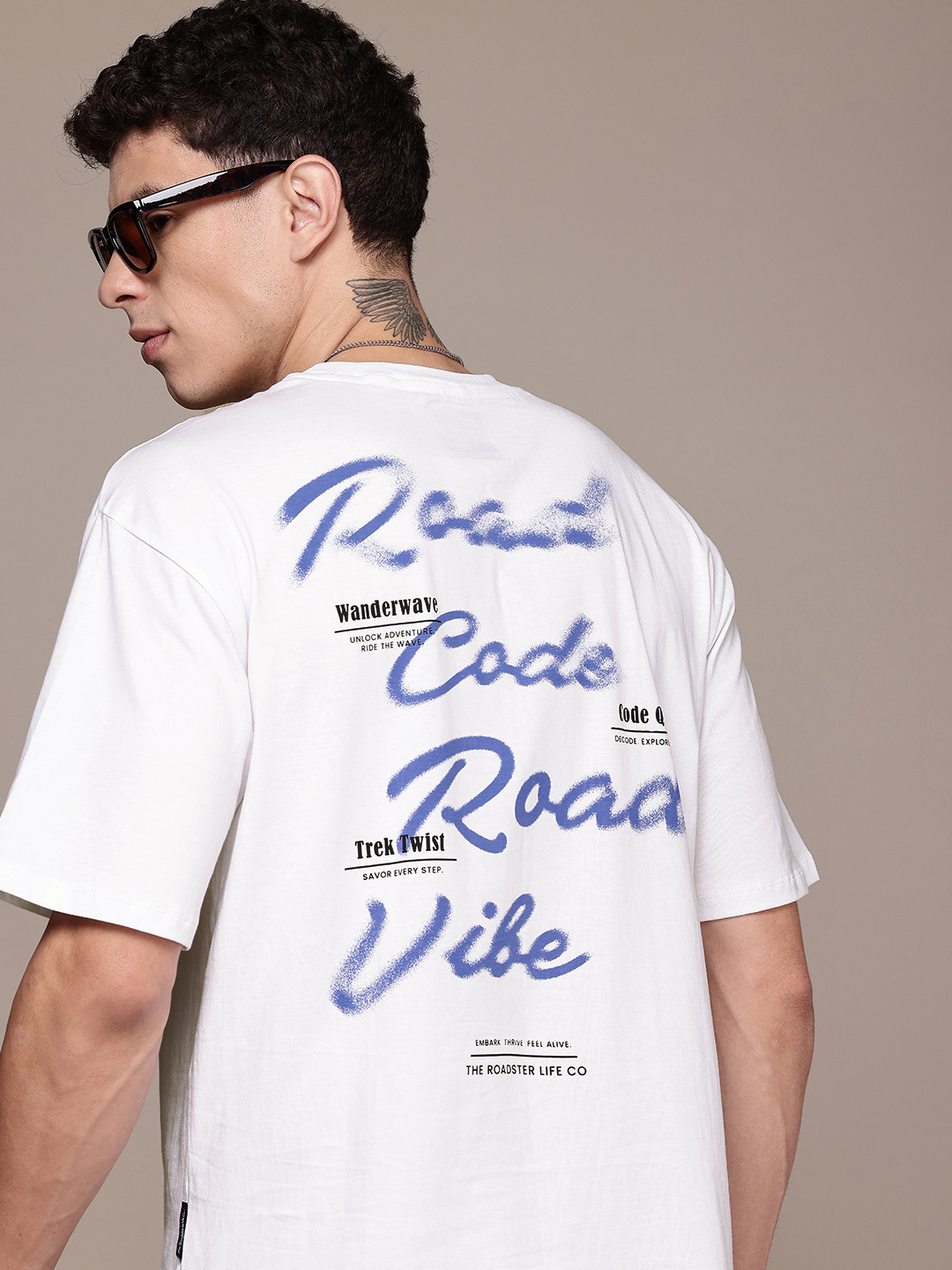 

The Roadster Life Co. Graphic Printed Relaxed Fit Pure Cotton T-shirt, White