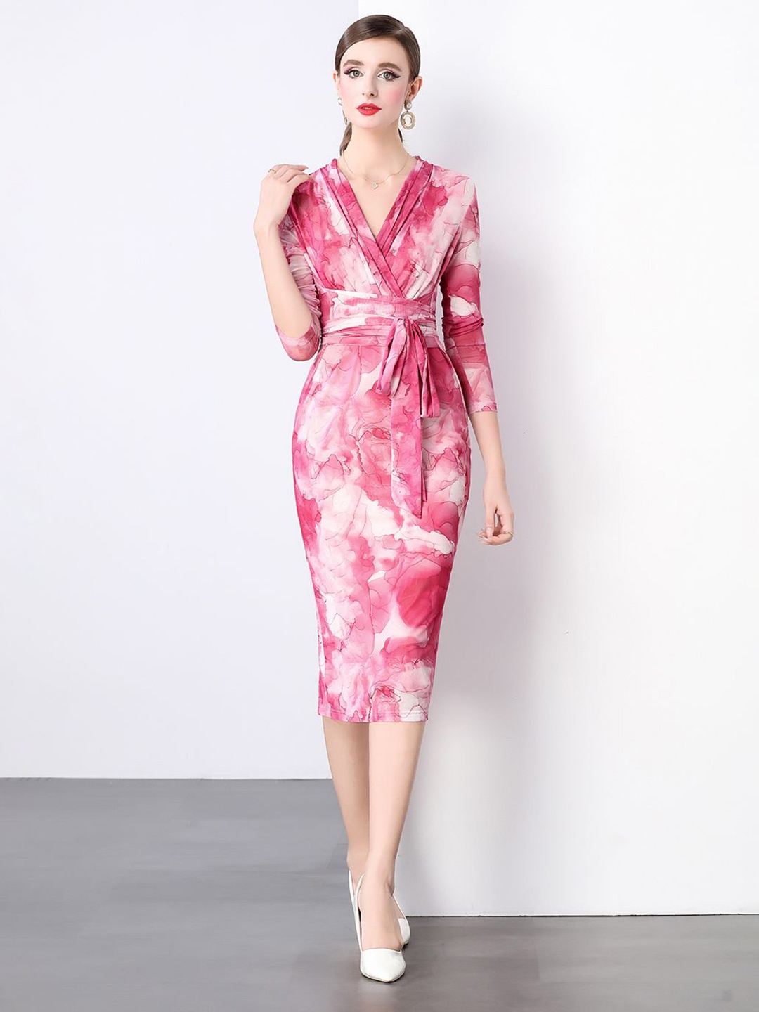 

JC Collection Women's Printed Midi Dress, Rose