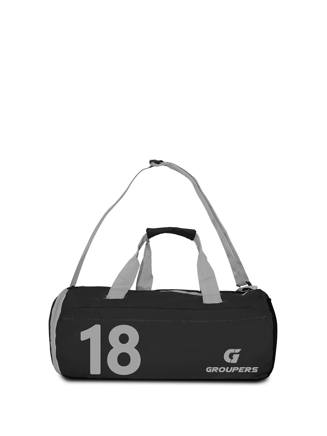 

GROUPERS Unisex Printed Medium Foldable Sports Duffel Bag, Black