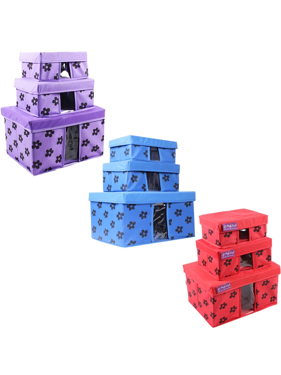 

prettykrafts Blue & Red 9 Pieces Multi-Utility Organisers
