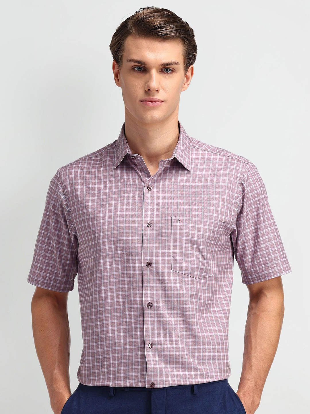 

Arrow Men Classic Opaque Checked Formal Shirt, Pink