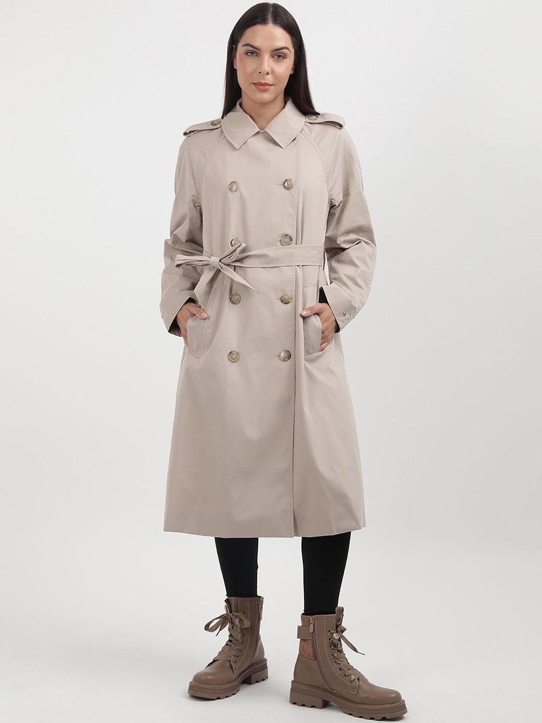 

Tommy Hilfiger Cotton Notched Lapel Collar Coats, Beige
