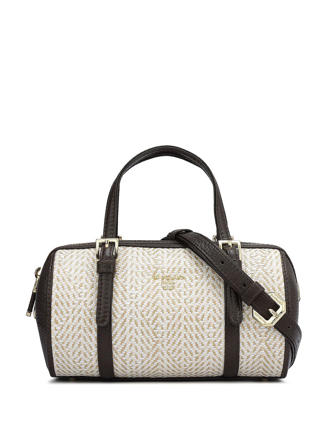 

Da Milano Women Textured Leather Bowling Sling Bag, Brown