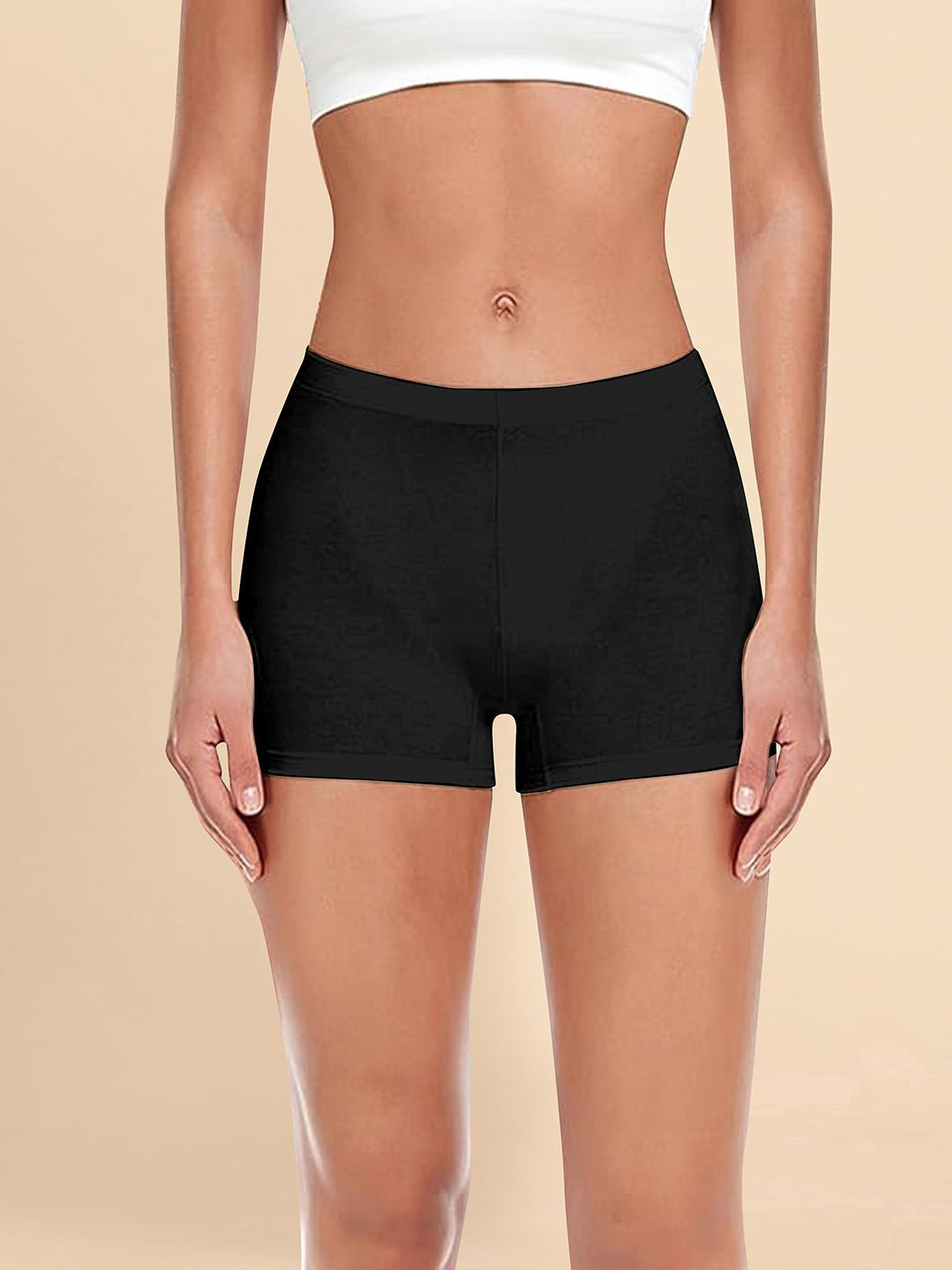 

Trendmalls Women Pack Of 3 Skinny Fit Training or Gym Sports Shorts, Black