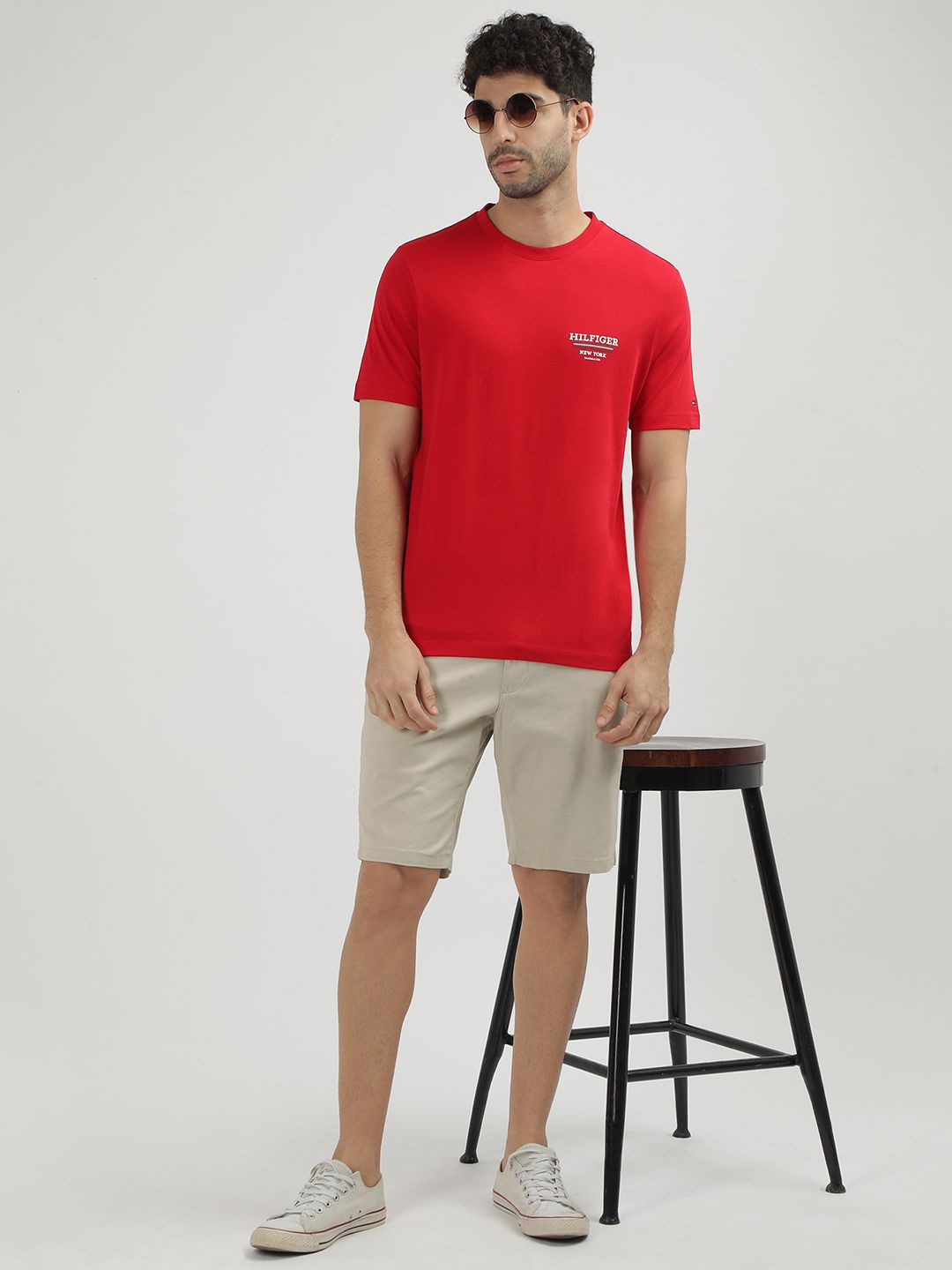 

Tommy Hilfiger Men Self Design Pockets T-shirt, Red