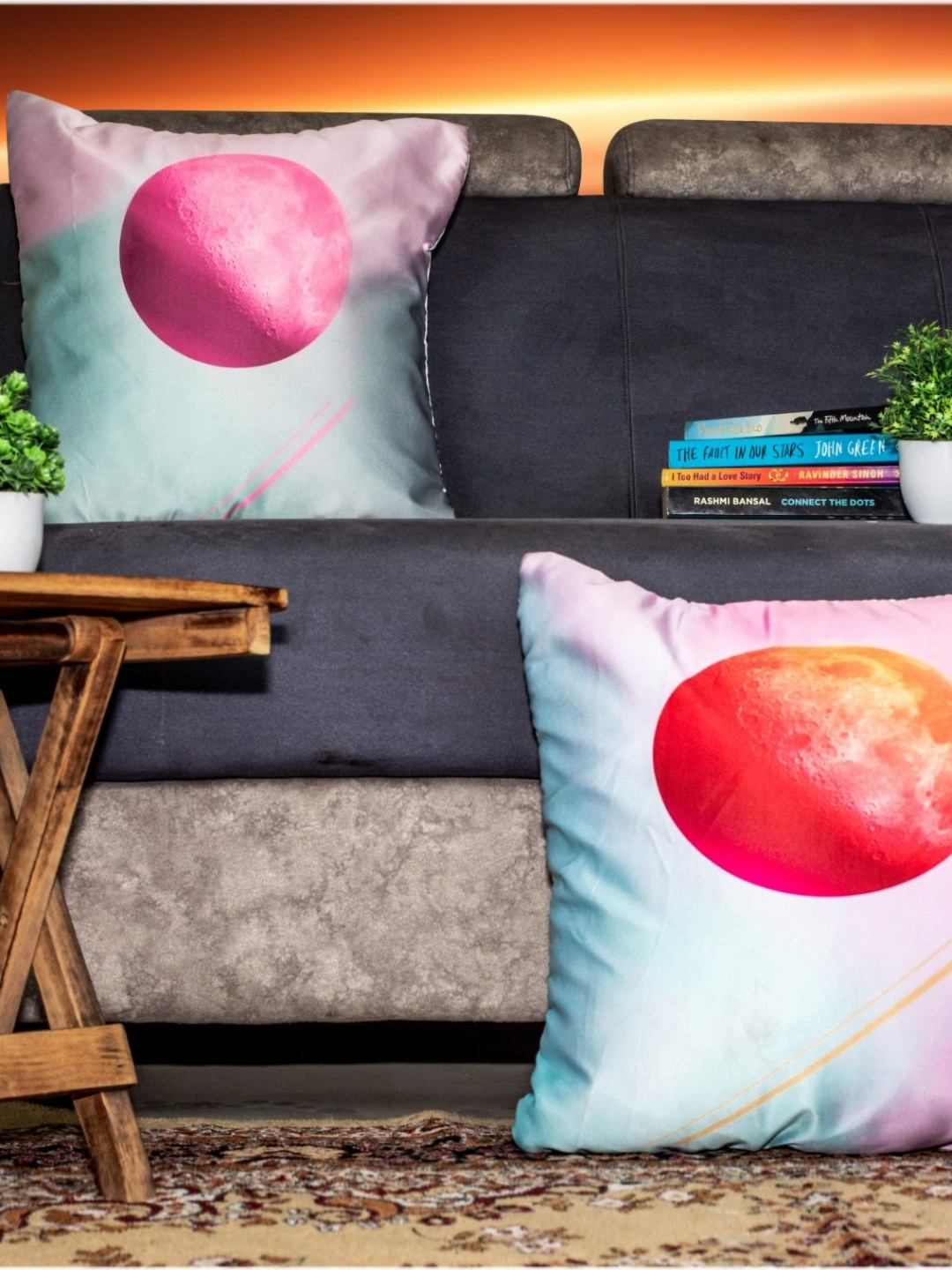 

Vendola Red & Blue 2 Pieces Geometric Square Cushion Covers