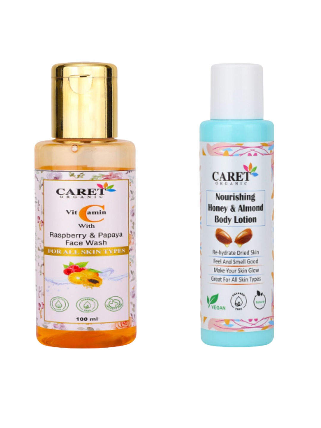 

CARET ORGANIC Set Of 2 Papaya Face Wash-100ml & Almond Body Lotion-100ml, White