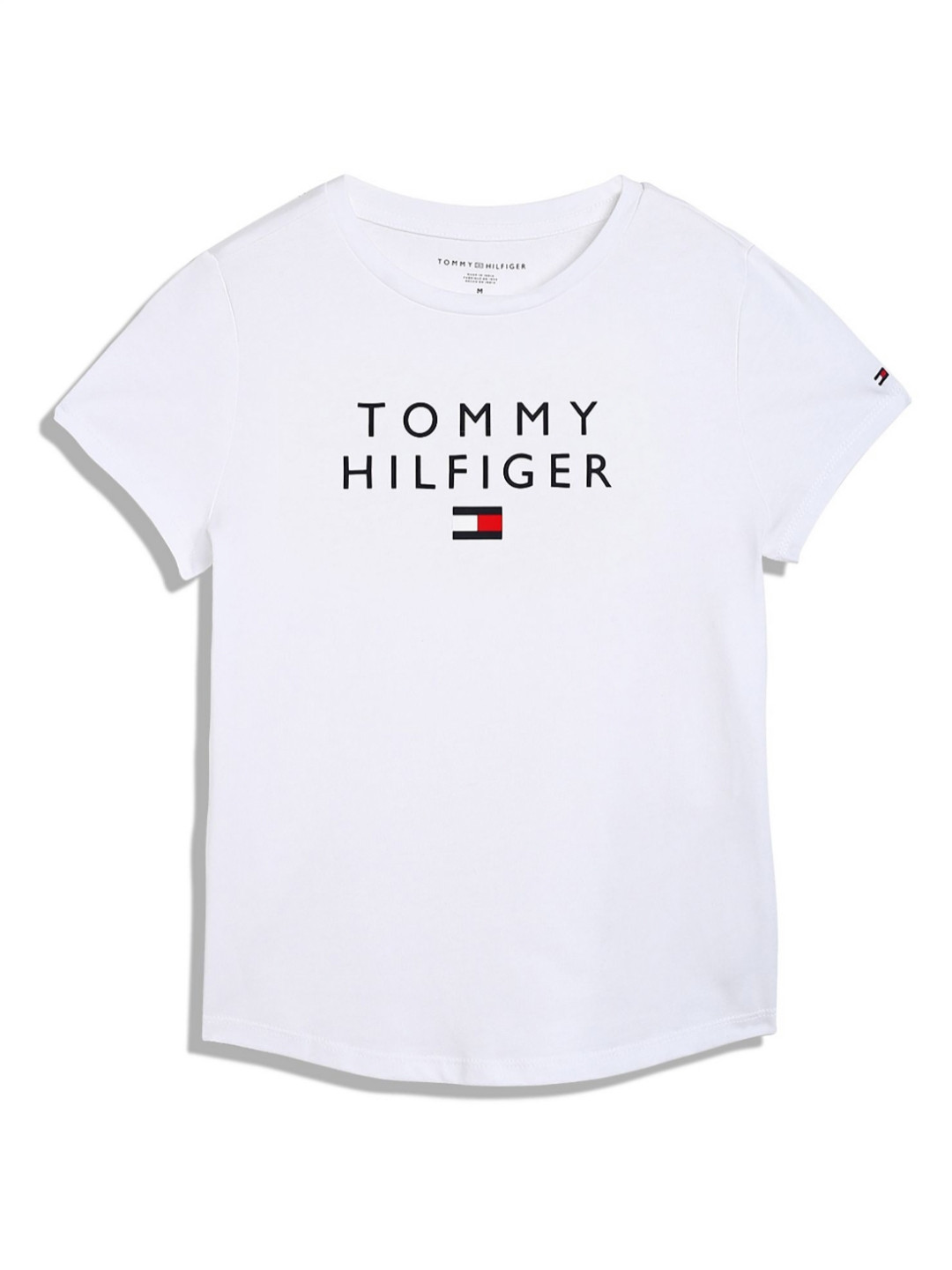 

Tommy Hilfiger Girls Brand Logo Printed Round Neck Cotton T-shirt, White