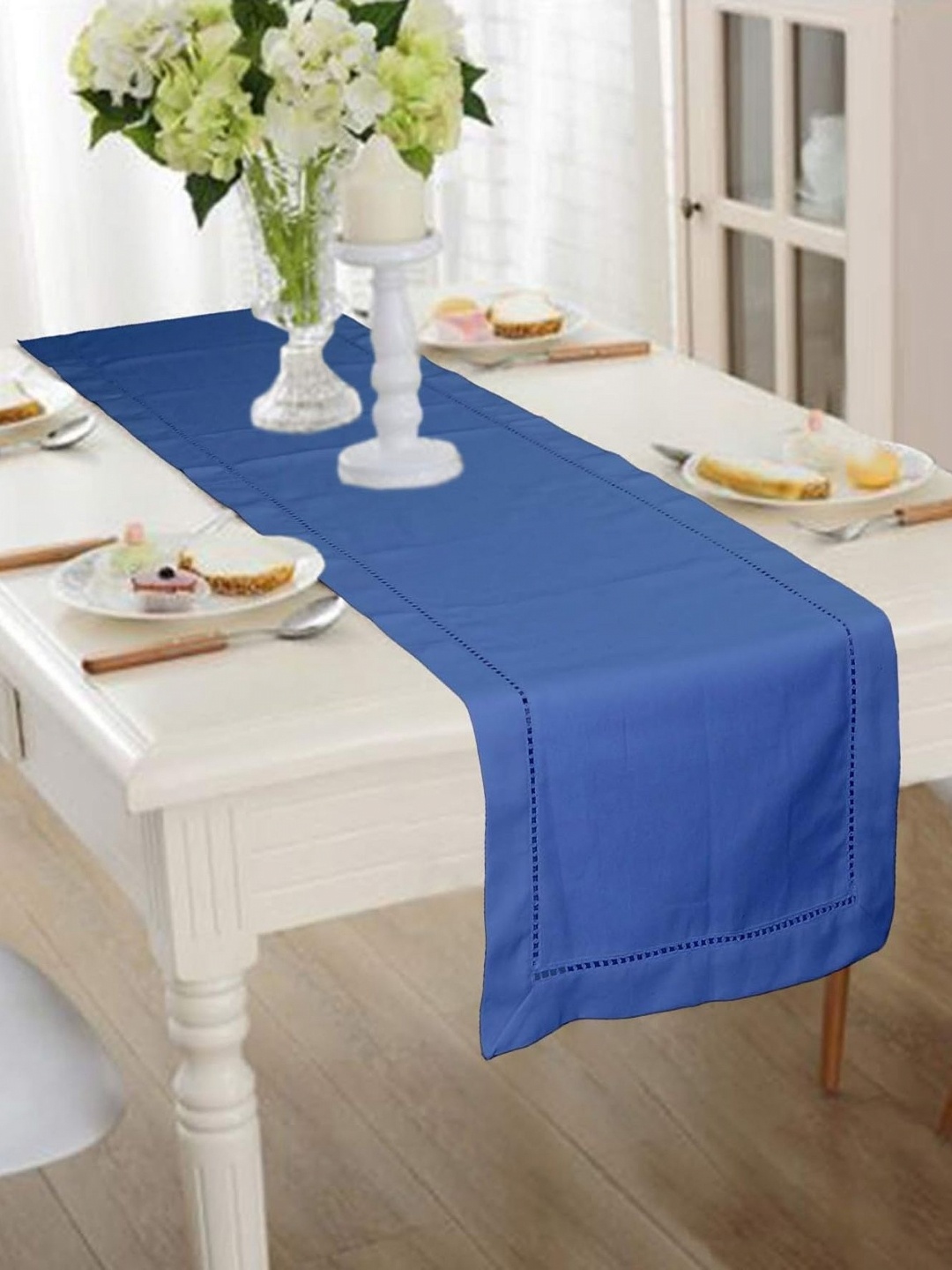 

Lushomes Blue Pure Cotton 6 Seater Table Runner