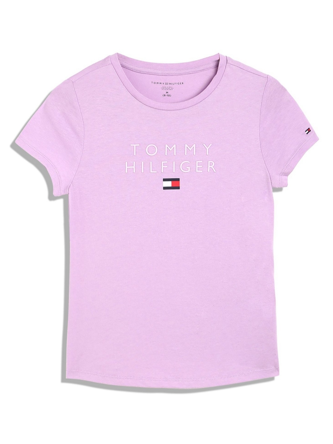 

Tommy Hilfiger Girls Solid Round Neck Cotton T-shirt, Orange