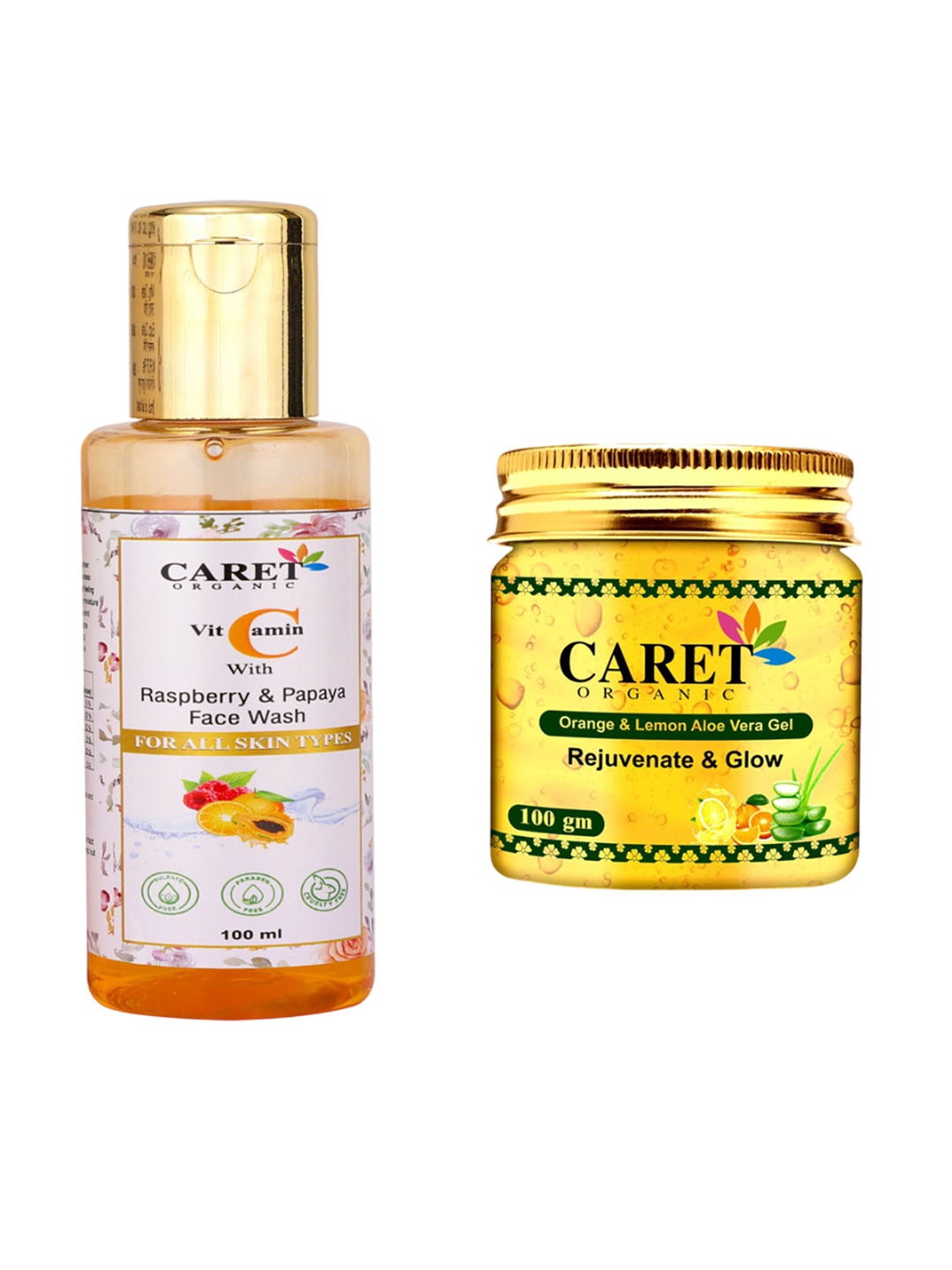 

CARET ORGANIC Set Of 2 Aloevera Gel -100g & Papaya Face Wash- 100ml, White