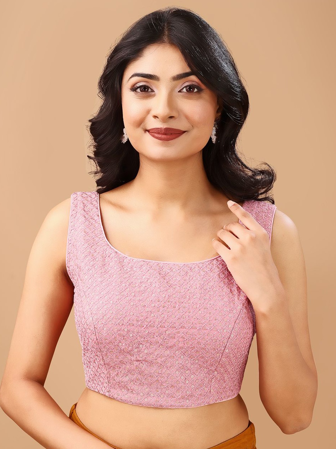 

Tikhi Imli Sequin Embellished Saree Blouse, Pink