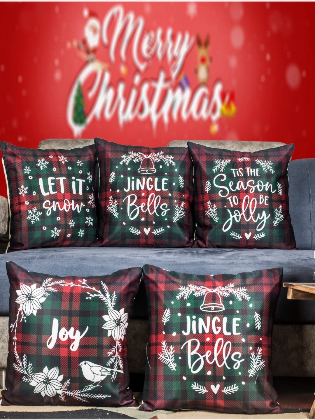 

Vendola Green & Red 5 Pieces Ethnic Motifs Printed Satin Square Cushion Covers