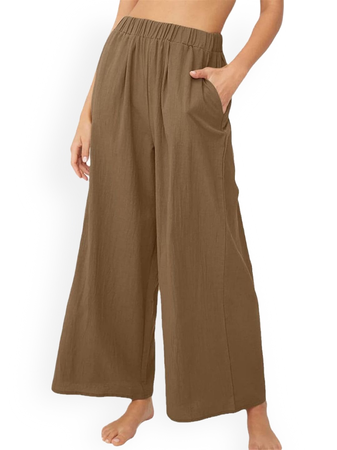 

KPOP Women Relaxed Loose Fit Trousers, Brown
