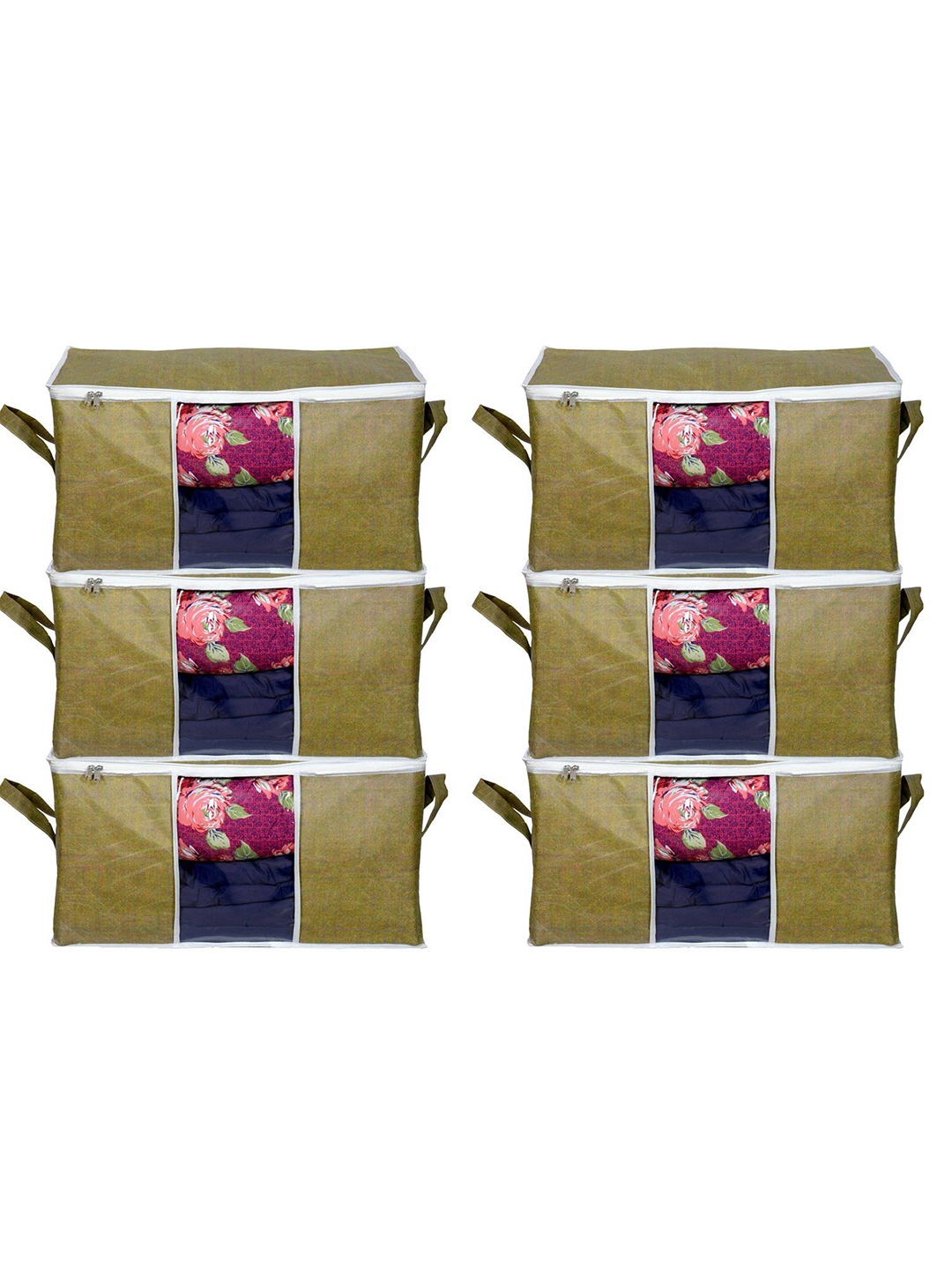 

prettykrafts Gold-Toned & Green 6 Pieces Reusable Multi-Utility Organisers