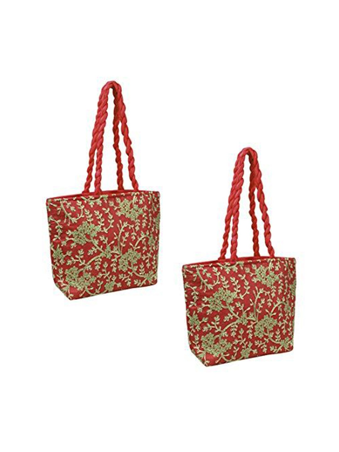 

prettykrafts Maroon & Green 2 Pieces Printed Reusable Multi-Utility Organisers