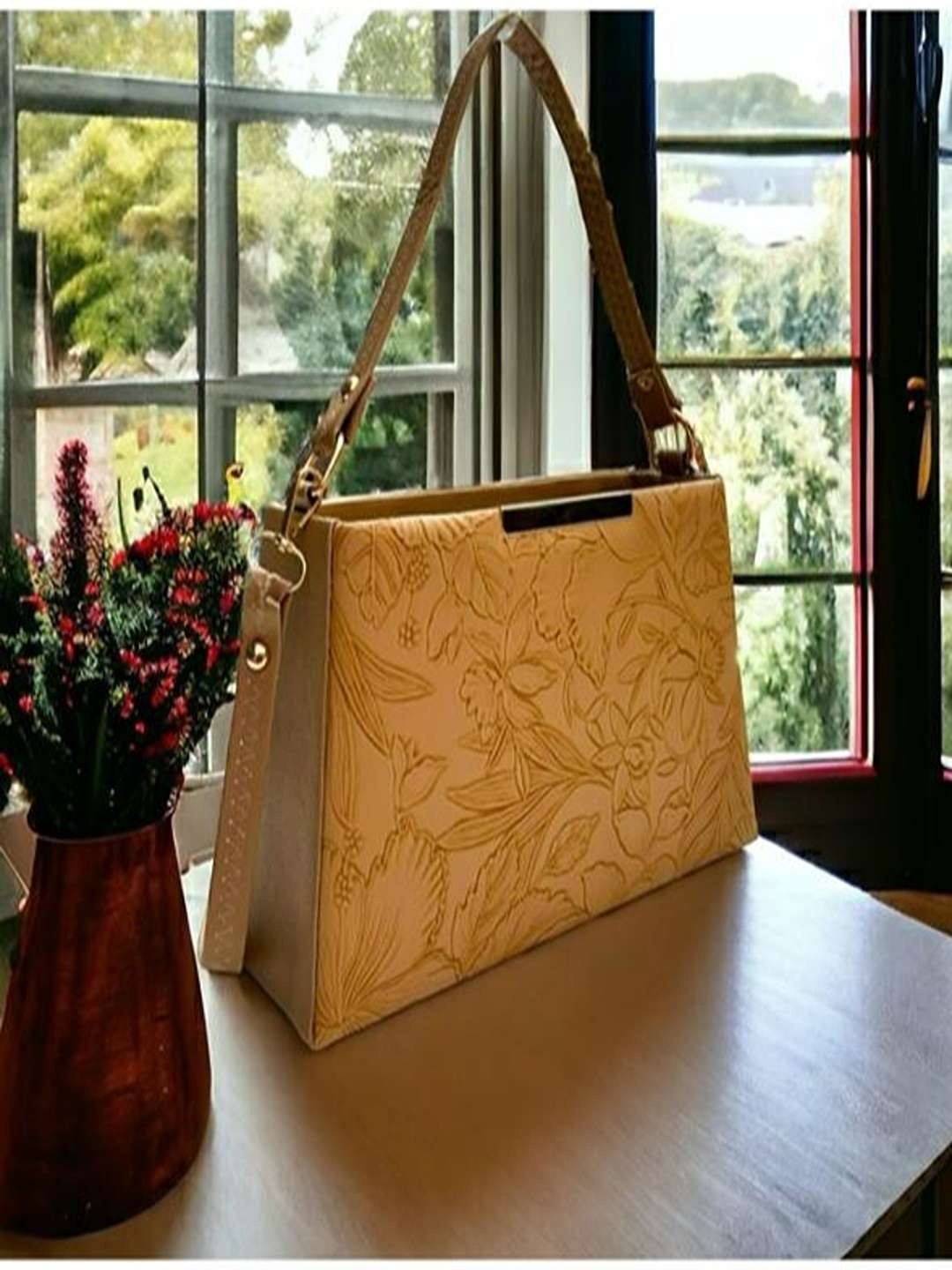 

LIKAA Textured PU Sling Bag, Brown