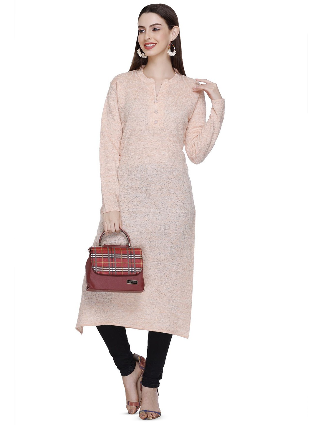 

MONTREX Straight Woolen Kurtas, Peach