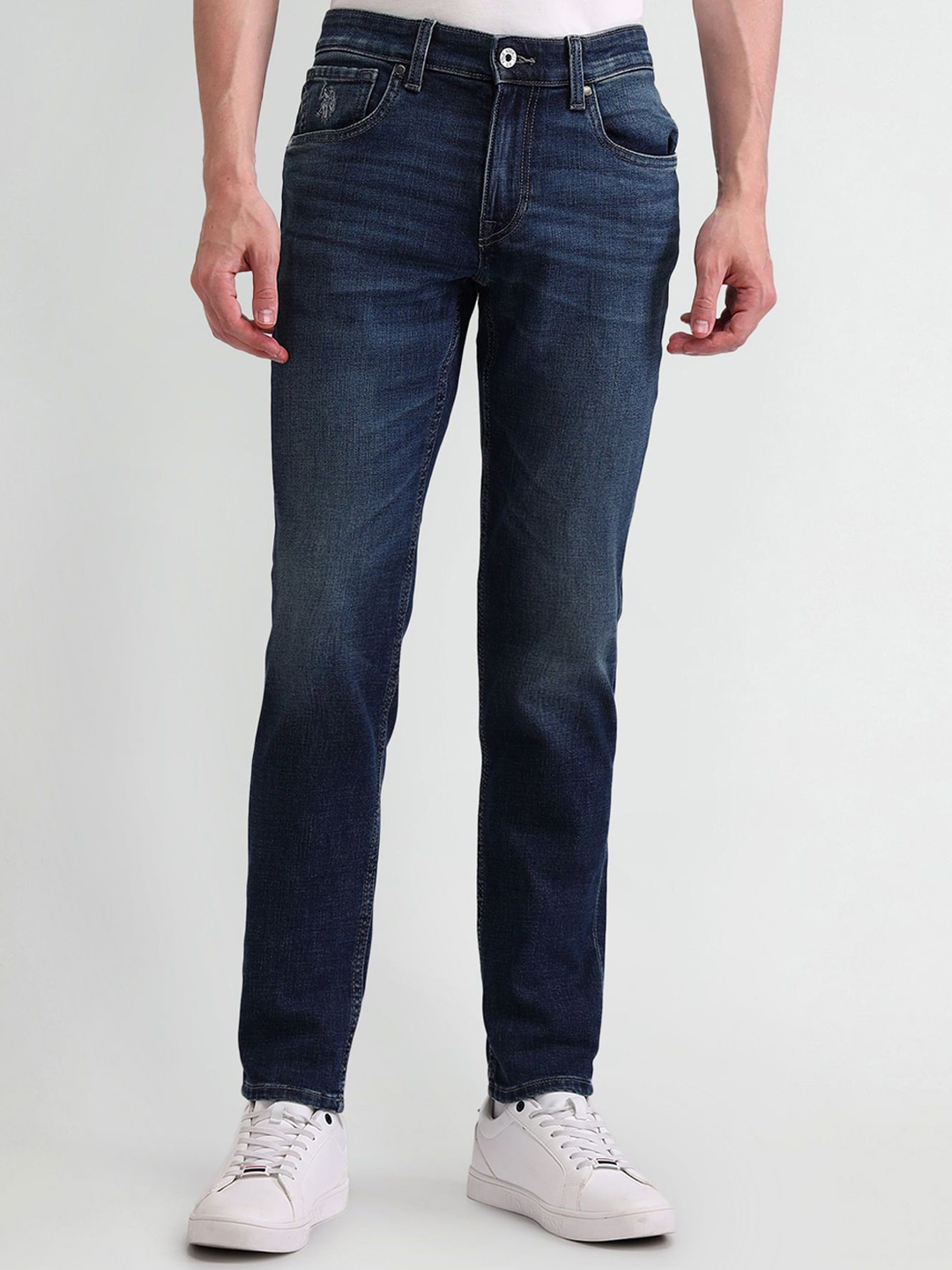 

U.S. Polo Assn. Denim Co. Men Urban Slim Fit Heavy Fade Stretchable Jeans, Blue
