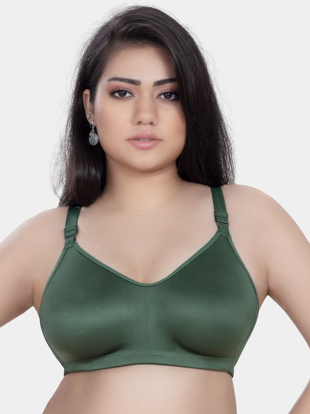 

Trylo Riza Superfit Cotton Fabric Non-Padded Non-Wired Seamless T-Shirt Bra, Olive