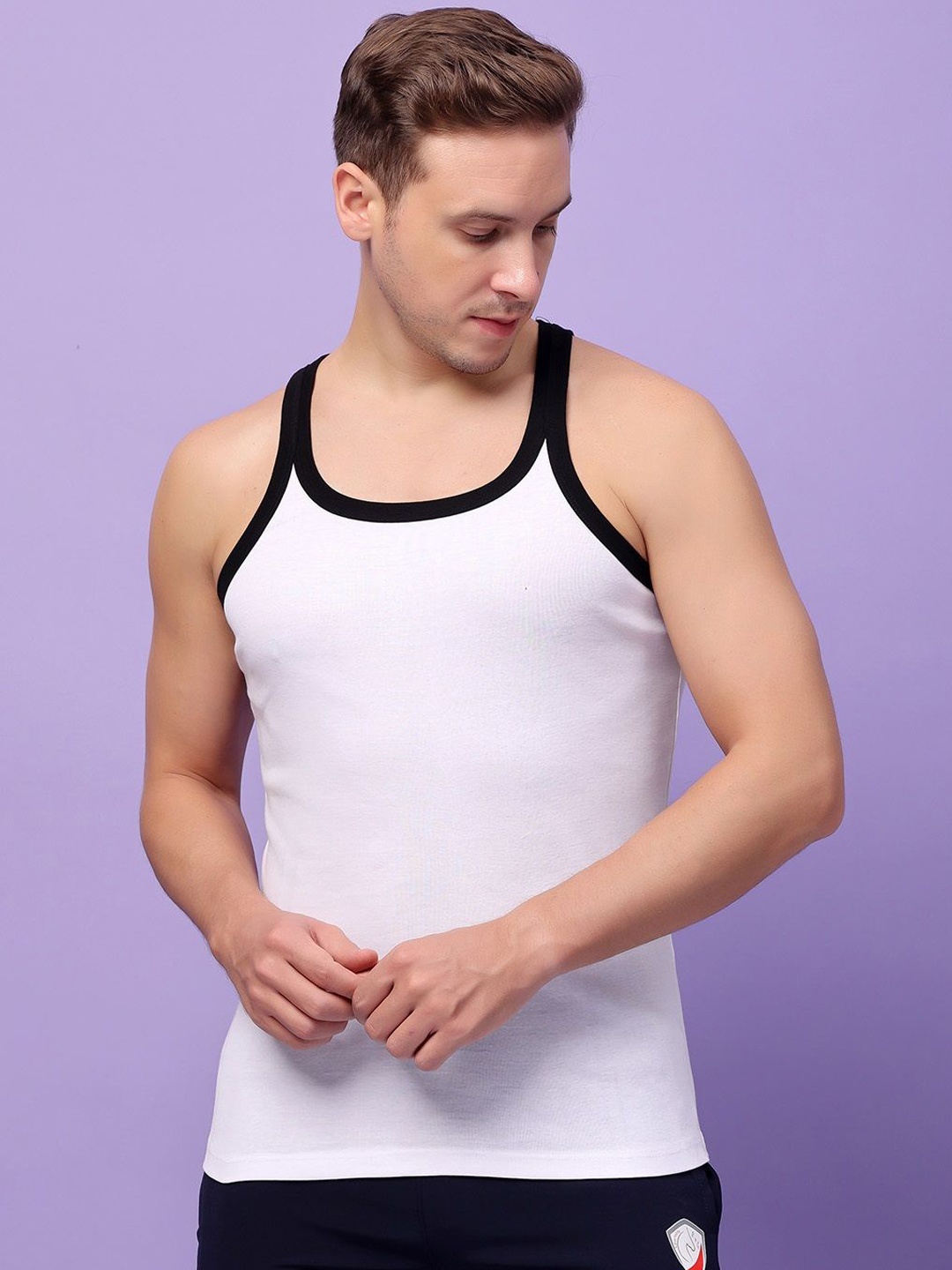 

Friskers Solid Pure Cotton Innerwear Vests, White