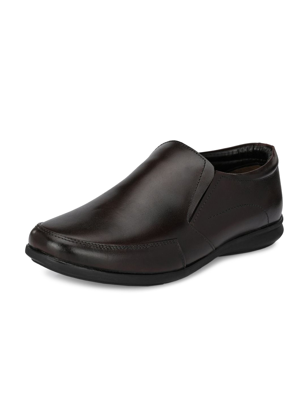 

Auserio Men Leather Formal Slip-On Shoes, Coffee brown