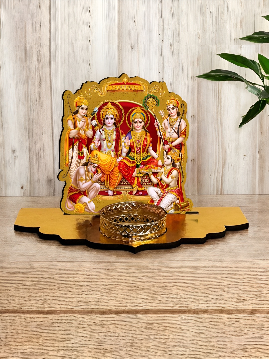 

Art Street Gold-Toned & White MDF Cutout Ram Darbar Table-Top Showpiece